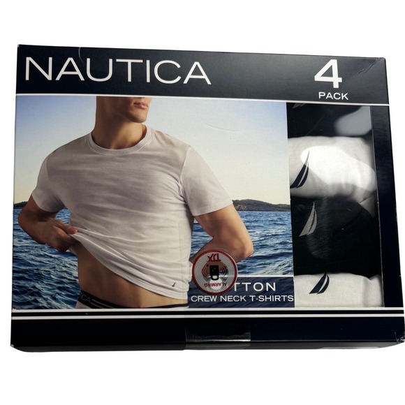 Nautica Other - Nautica Mens 4 Pack Cotton Crew Neck T-Shirts Black White Classic Fit Medium M
